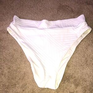 Aerie High Cut Cheeky Bikini‎ Bottom White Size XL